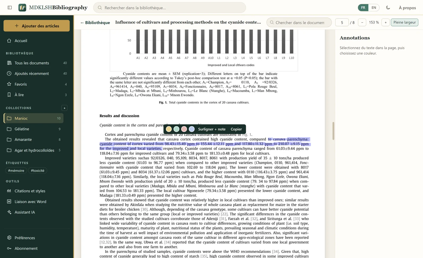 Lecteur avec surlignage et annotations
