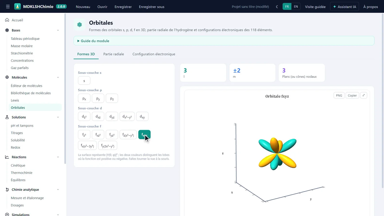Orbitales atomiques en 3D