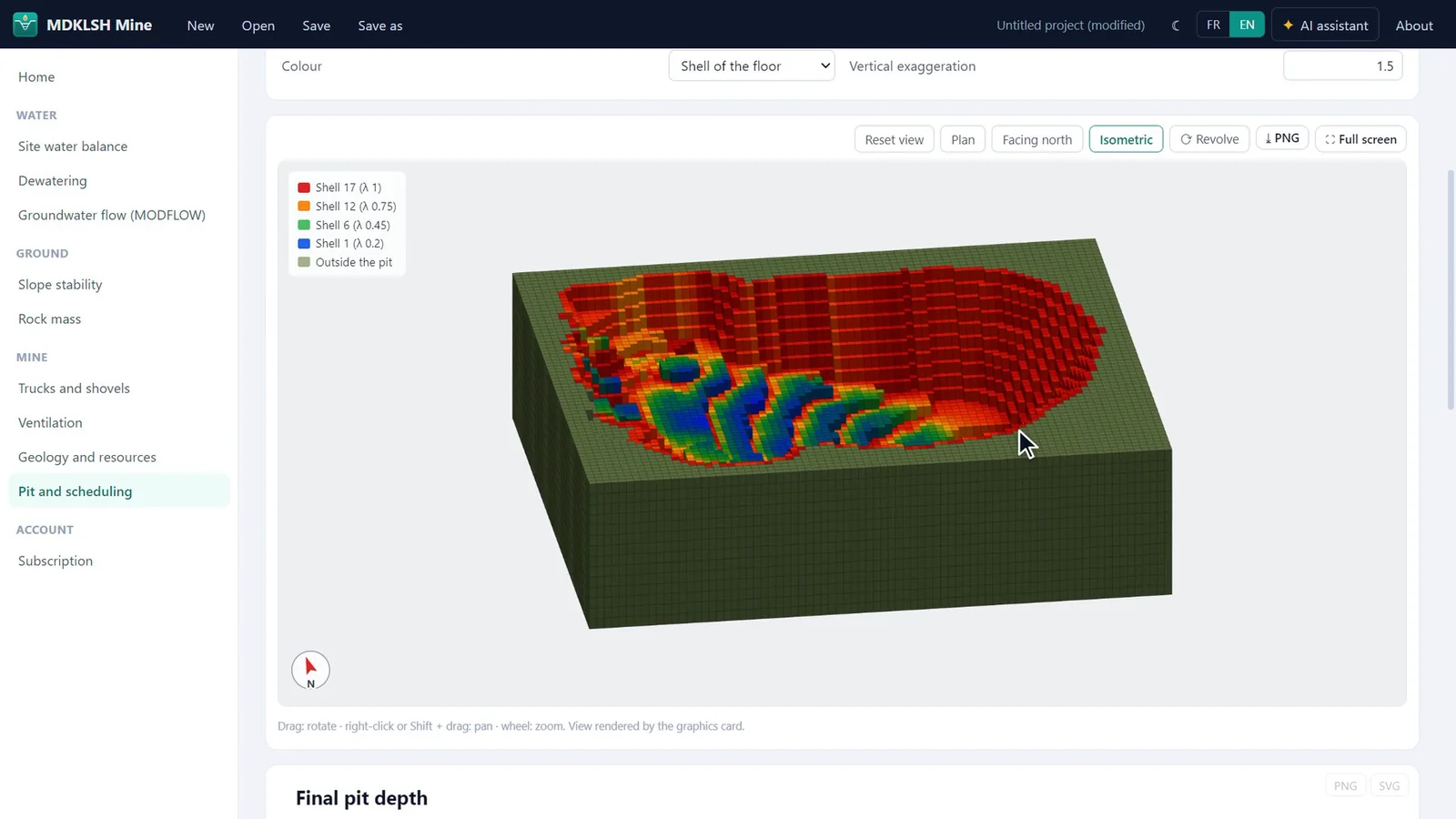 Final pit in 3D