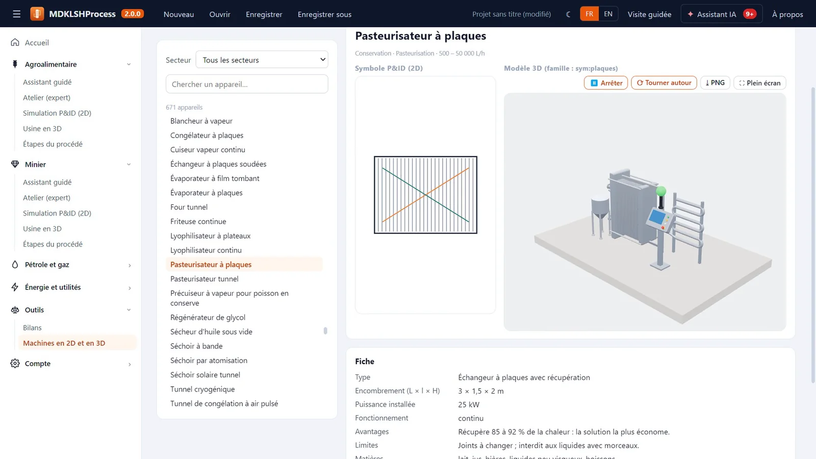 Une machine en 3D avec ses caractéristiques